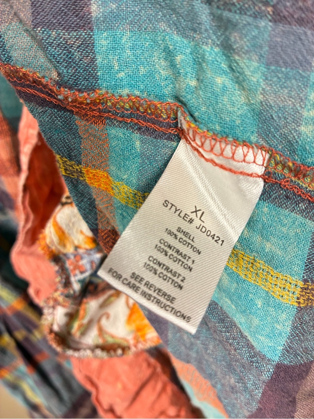 Oil & Hali Floral Patchwork Plaid V Neck Oversized Tunic Dress - Picture 6 of 14